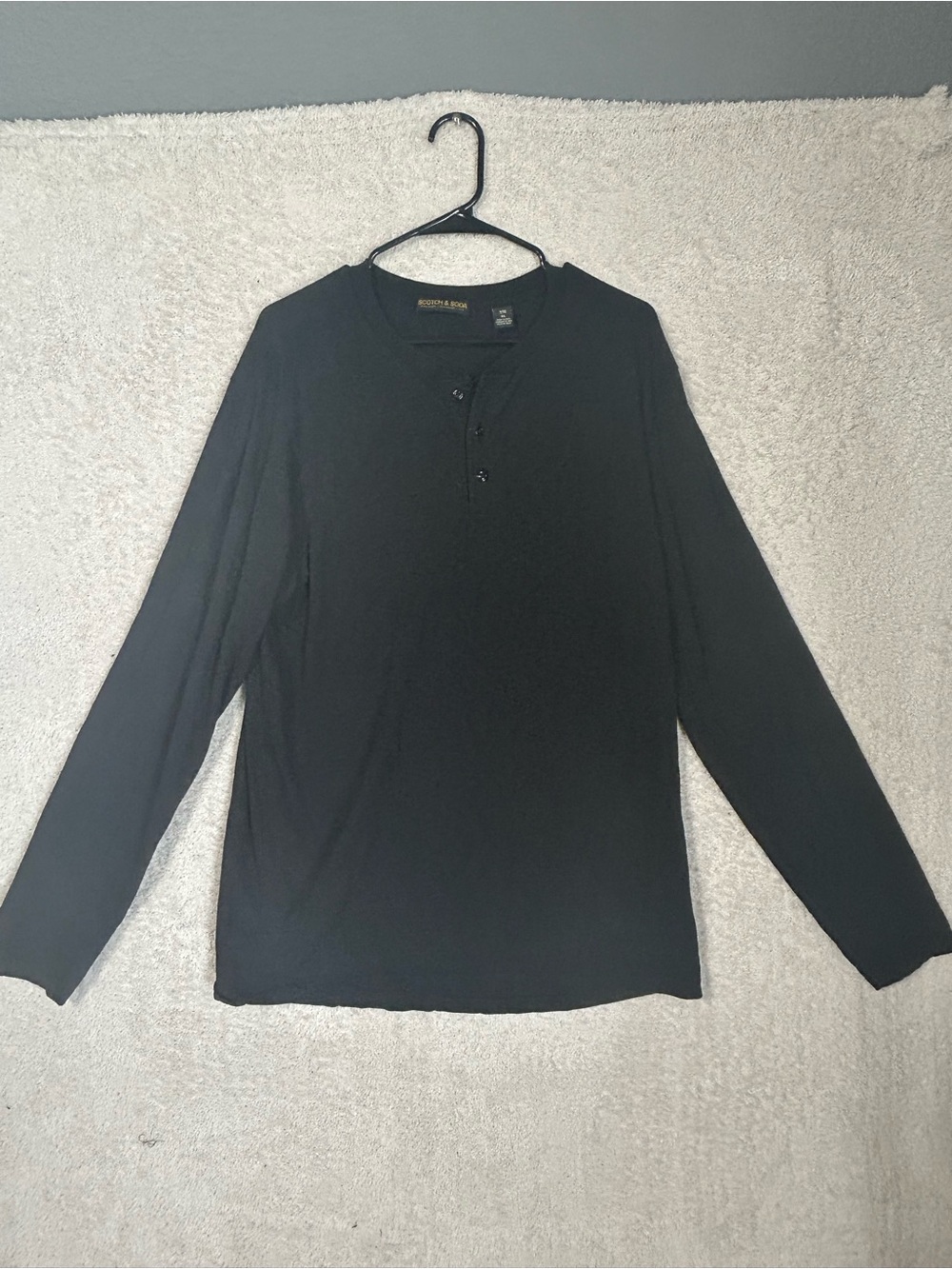 Scotch & Soda Black Henley Shirt Mens XL Long Sleeve Preppy Casual